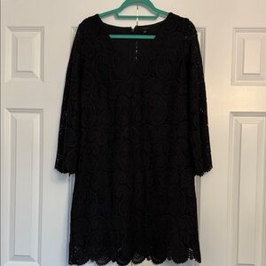 Ann Taylor Black Lace Long Sleeve Dress